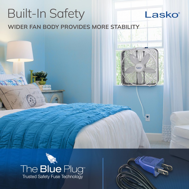 Lasko Weather-Shield Performance Box Fan, 3 Speeds, Innovative Wind Ring