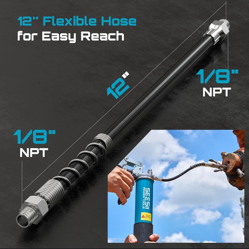 Seesii Grease Gun Accessory Kit for Easy Greasing Narrow &