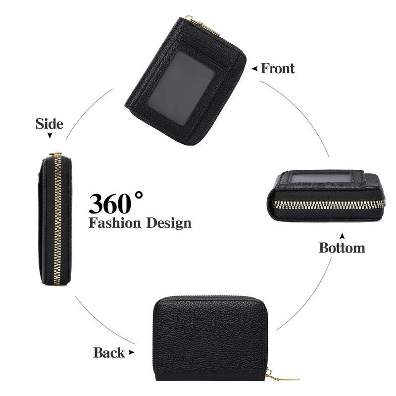 GAEKEAO Wallet Women RFID Blocking Leather Small Compact Zip-Around Credit