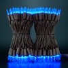 YULETIME Blue LED Christmas Lights with Brown Wire, 66 Feet