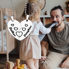 Father Daughter Necklace Gifts for Dad Daddy Birthday Christmas Gifts for Daughter Gifts from Dad Daughter Necklace Set for 2 Half Heart Necklaces Gift for Dad and Daughter