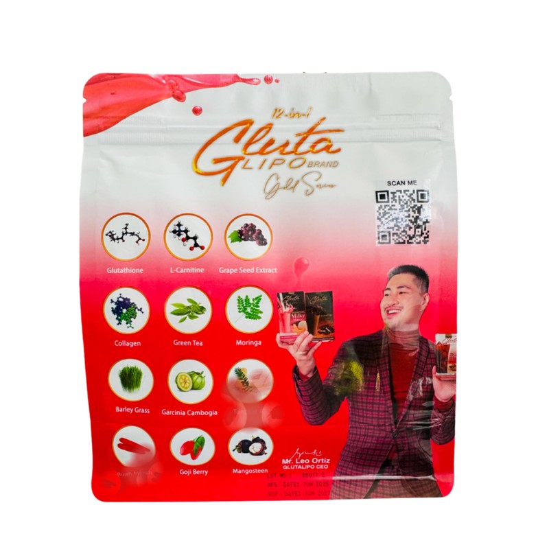 12-in-1 Glutalipo Gold Series Red Iced Tea, 10 Sachets