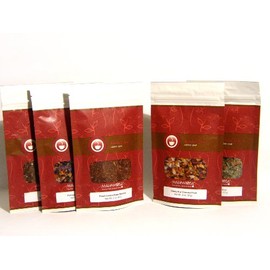 Mahamosa Loose Leaf (Looseleaf) Herbal Tea Sampler Gift Set Kit (incl. five 2 oz. specialty herbal teas) (Bundle - 5 items), Christmas or Holiday Tea Gift