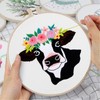 Louise Maelys Cow Beginners Embroidery Kits,Cross Stitch Starter kit for