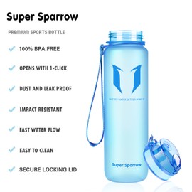 Super Sparrow Drinking Bottle - Tritan Water Bottle - 350 ml & 500 ml & 750 ml & 1000 ml - BPA-Free - Ideal Sports Bottle - Quick Water Flow, Sport, Water, Bike