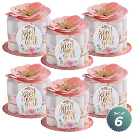 HOME & HOOPLA -Diaper Centerpiece Decorating Kit- Floral Baby Shower Party Supplies - Sweet Baby Girl Diaper Centerpiece Decorating Kit, Set of 6