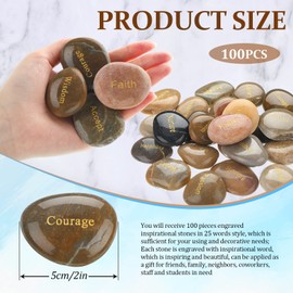CHENGU 100 Pcs Inspirational Stones with Words Encouragement Engraved Motivational Rocks Bulk Faith Prayer Inspirational Stones for Teacher Volunteer Coworker Gifts
