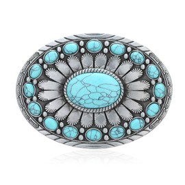 HLYMPONY Western Belt Buckle for Men Vintage Cowboy Rodeo Turquoise Belt Buckles for Women