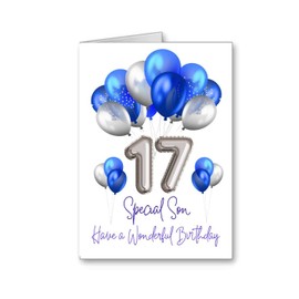 Birthday card Son Happy 17th 17 Balloons age (envelope Included)