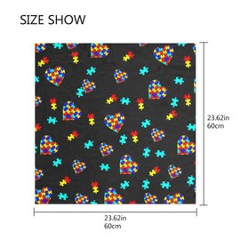PMAIHNAS Colorful Autism Awareness Puzzle Pieces Heart Silk Scarf Head Hair Wraps Bandana Square Satin Head Scarf for Women