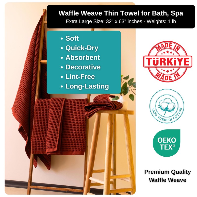 PÜSKÜL Premium Waffle Bath Towels Set of 2 - Organic