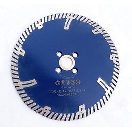 Diamond Saw Blade 6 Inch Sharp Dry Cutting Continuous Rim with 7/8 Inch Arbor to 5/8 Arbor for Granite Stone