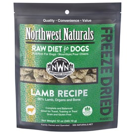 Northwest Naturals Freeze-Dried Lamb Dog Food - Bite-Sized Nuggets - Grain-Free, High-Protein, Raw Diet, Human-Grade, Limited Ingredients, All Natural, Nutrient-Dense, Healthy & Nutritious - 25 Oz