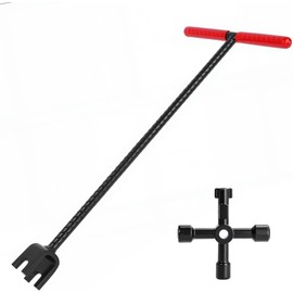 TIBOO DAY Water Meter Key 24 Inch Water Shut off Tool Red Enforced Steel