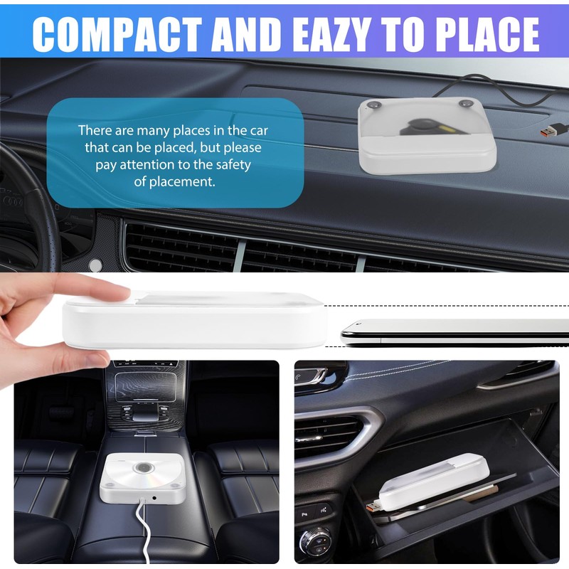 Austepax External Portable CD Player for Car Plug and Play