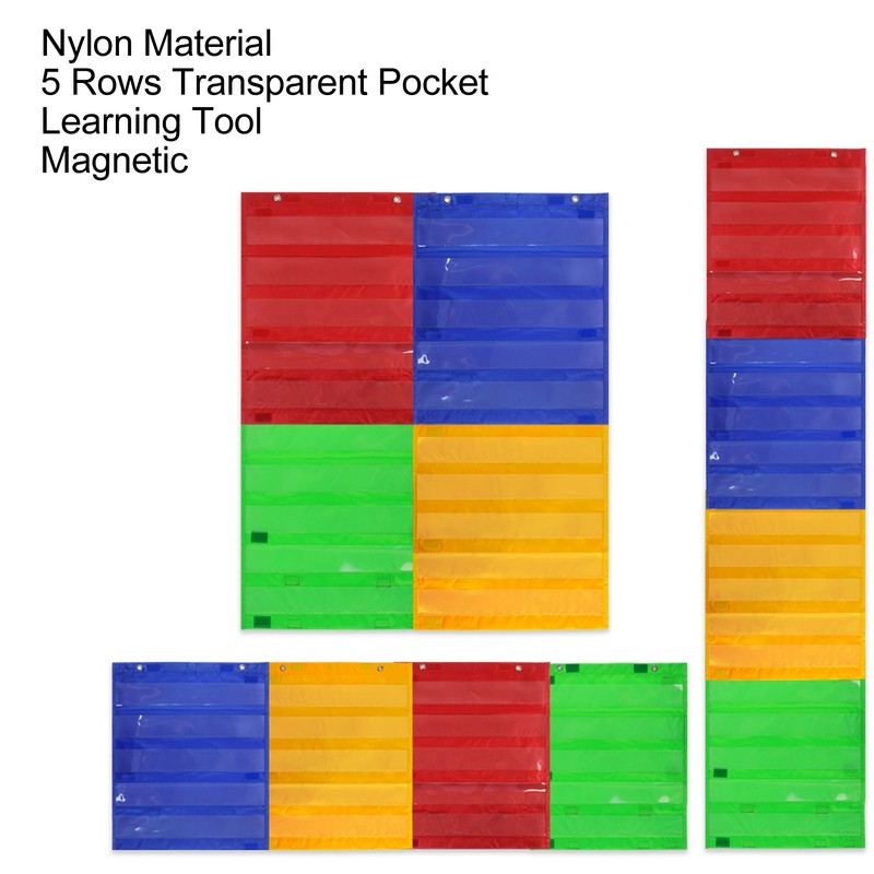 Magnetic Pocket Chart 5 Rows Transparent Schedule Pocket Chart for