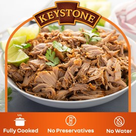 Keystone Meats All Natural Heat and Serve Canned Pork, 14.5 oz – Fully Cooked and Ready to Eat – Shelf Stable for 5 Years – Canned Meat for Everyday Meals, Emergency Survival Food, and Long-Term Storage – Gluten-Free, No Carbs, Non-Perishable – Made in USA – Pack of 1