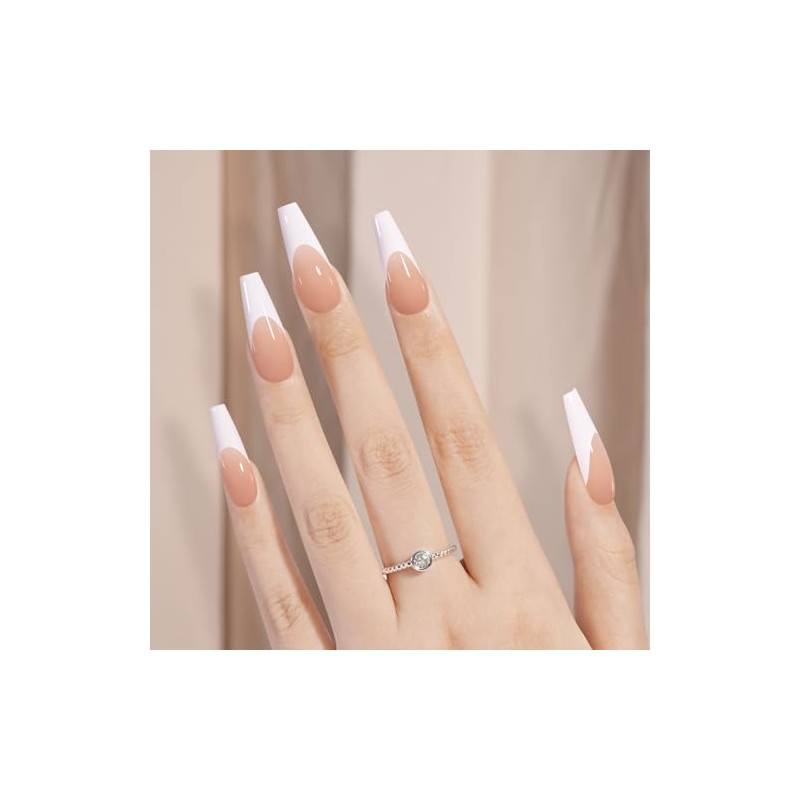 AILLSA Uñas Postizas Francesas de Gel, 180 Unidades, Uñas Largas