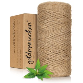 goldmariechen Premium Jute Twine - 200 m Cord with Approx. 2 mm Thickness - Made from 100% Natural Materials - Jute Rope for Garden, Crafts, DIY and Gift Wrapping