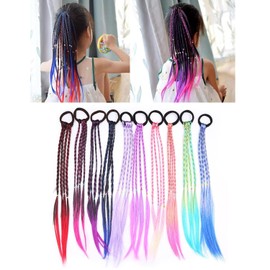 10 Piece Hair Extension, Braid, Braid, Wig, For Kids, Adults, Women, Men, Ponytails, Recitals, Wigs, Extensions, Cute, Colorful, Gradient, Party, Stage, Flashy Hair, Kids, Mesh Extension, Easy to Wear