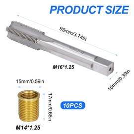 Taipintee 10pcs Spark Plug Thread Hole Repair Tools M14×1.25mm with Tap Metal Material Suitable for Petrol Engines Generators Diesel Engines (Gold)