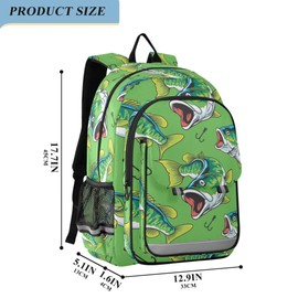 Fisyme Fishing Tuna Fish School Backpack Laptop Backpack Bags Bookbag Travel Casual Computer Notebooks Daypack