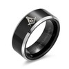 Laser Etched Square & Compass Freemason Masonic Black Titanium Band