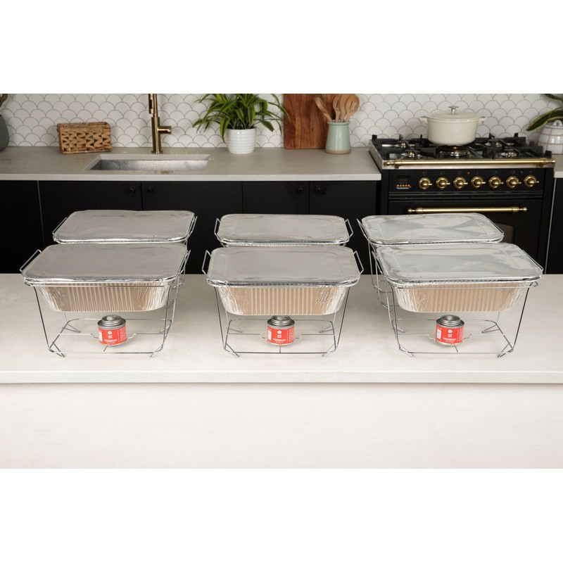 Alpha Living 6 Pack - Disposable Chafing Dish Buffet Set,