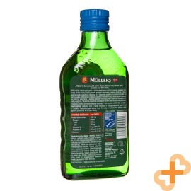 Aceite de hígado de bacalao MOLLER'S aceite de pescado sabor fruta 250 ml suplemento sistema inmunológico