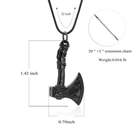 Thor Axe Urn Necklace for Ashes for Women Men Viking Axe Memorial Pendant Urn Necklace for Loved One Ashes Holder Cremation Jewelry