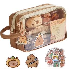 Yamobi Capybara Pencil Case, Capybara Stationery Set with Large Capacity, Cute Capibara Stationery Set with Capibara Cuddly Toy and Sticker