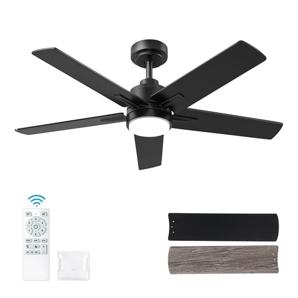 YUHAO YUHAO 48 Inch Black Ceiling Fan with Light and