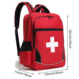 First Aid Medical Backpack Empty Nurse Treatment First Responder Trauma Bag for Camping Cycling Hiking Paramedic Bag EMT (Red Cross)