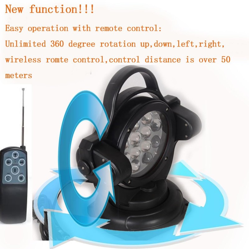 Led Search Light 11 Inch 90W 360 Degrees Rotating Remote
