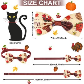 30 Pieces Thanksgiving Day Pet Tie Set Includes 15 Pieces Pet Neckties and 15 Pieces Pet Bow Ties with Adjustable Collar Turkey Fall Leaf Dog Tie Accessories for Dog Cat Thanksgiving Day Decoration