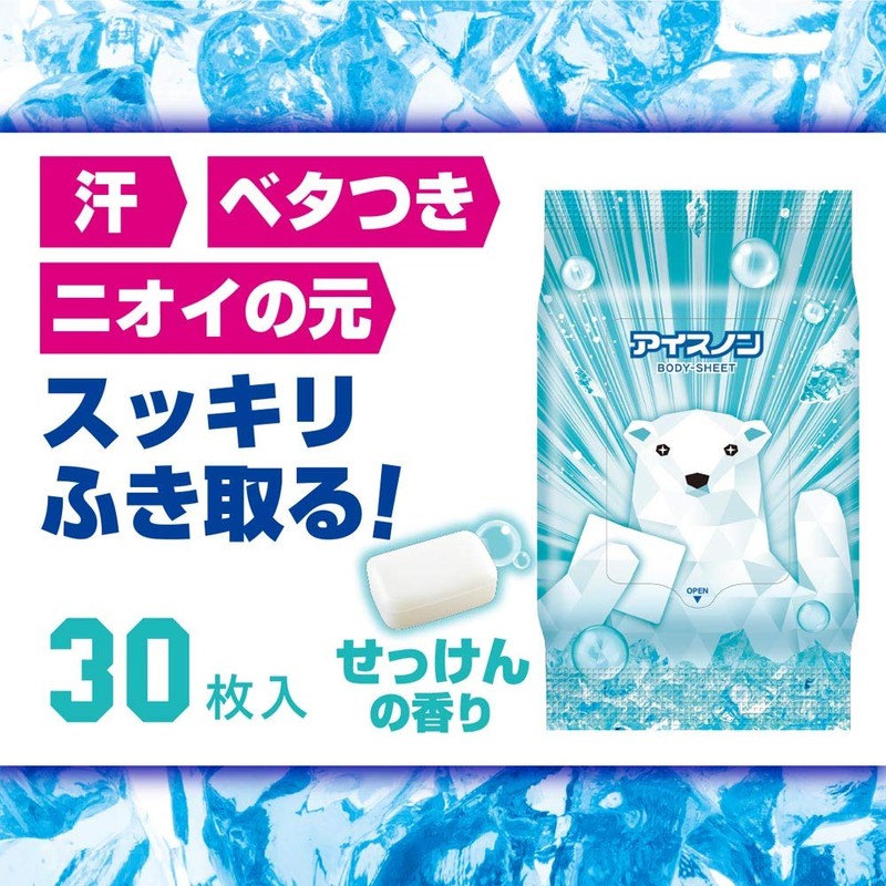 Ice Non Super Cold Body Sheets, Soap Scent, Pack of