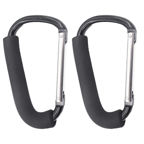 PandaEar 2 Pack Stroller Hooks, 6.3" Large Carabiner Clips for