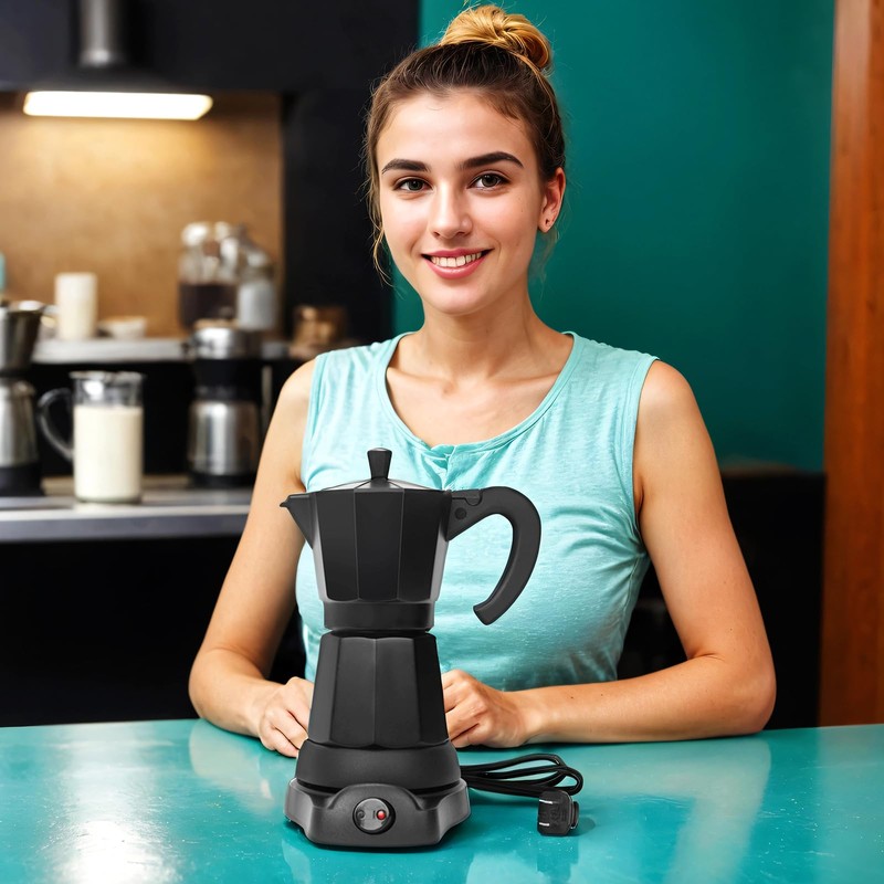 LAOION Cafetera Espresso Maker, 6 Cup Portable Coffee Machine, 300ml