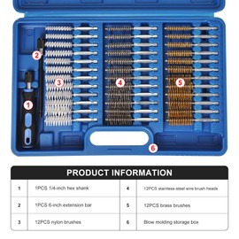 38pc 1/4" Hex Shank Long Industrial Wire Brush Set