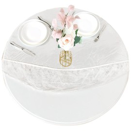 Transparent Tablecloth Round 90-110 cm, PVC Plastic Tablecloths, Table Protector Transparent with Elastic Band, Table Protector Film, Outdoor Tablecloth Weatherproof Garden Tablecloth Round, Reusable