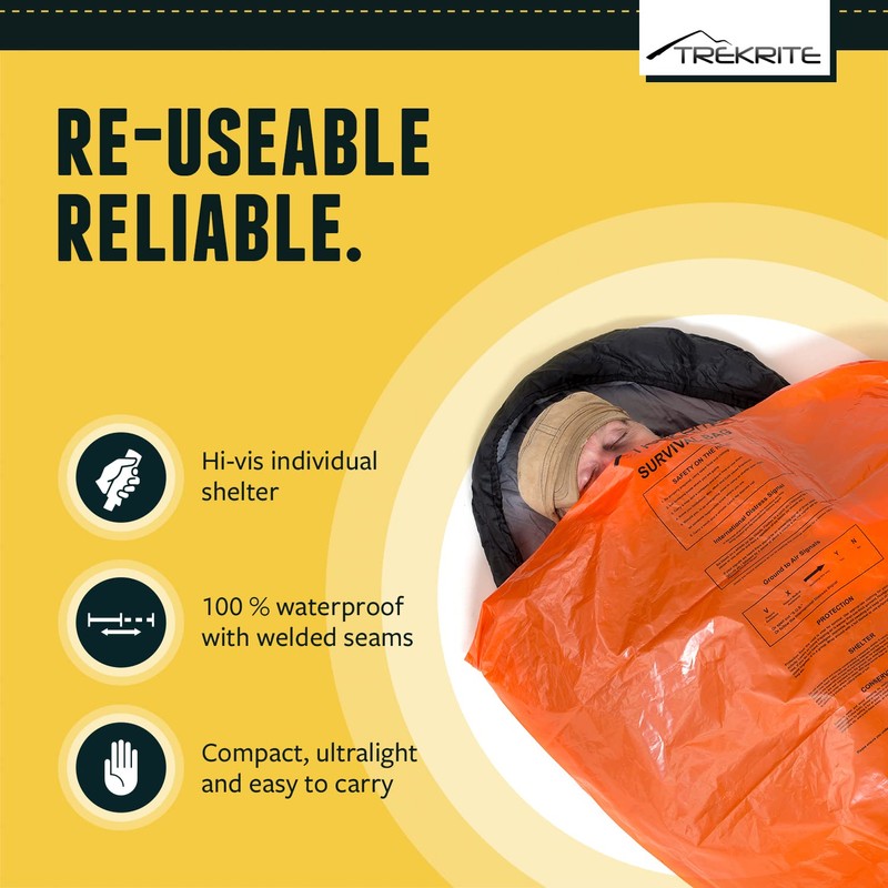 Trekrite Emergency Survival Bivi/Bivvy Bag – Waterproof High Visibility Orange