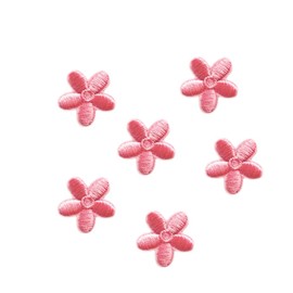 Wambere Pack of 60 flower appliqués, iron-on patches, iron-on patches, embroidered flower patches, iron-on patches, for DIY crafts, clothing decoration, pink