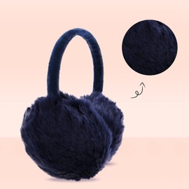 POXIMI Women Winter Earmuffs Girl Ski Adjustable Ear Covers for Kid Cute Bow Ear Warmer Outdoor Earmuff Fleece Lining (C-Navy, ONE SIZE)