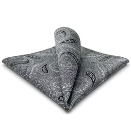 Shlax&Wing Grey Black Paisley Mens Pocket Square For Business Unique Design