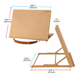 MEEDEN Desk Easel Adjustable Art Stand: 5-Position A2 Drawing Easel - Portable Table Top Easel with Carry Belt - Sturdy Beechwood Desktop Easel for Painting