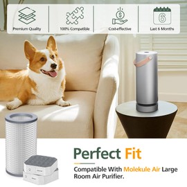 3 Pack Air Replacement Filter Set for Molekule Air Purifier, 1 Pack PECO-Filter and 2 Pack Pre-Filt er, High-efficiency Activated carbon 2-in-1 Air Clean Filtration System