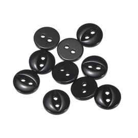 HARFINGTON 10pcs 16L Black Round Sewing Buttons 10mm 3/8" Resin 2-Hole Fish Eye Craft Replacement Button for Craft Pants Dress Skirt Clothing Fastener Buttons