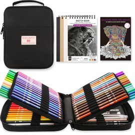 HIFORNY - Juego de 80 lápices de colores para adultos, 72 colores con extras, núcleo suave de artistas, lápices de dibujo, suministros de manualidades para adultos