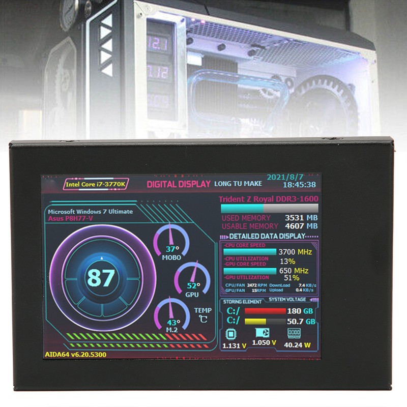 3.5in Computer Temp Monitor IPS USB Mini Screen AIDA64 PC