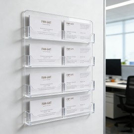 VELATYVIO Acrylic business card holder Wall mounted business card holder Clear sticker display rack Multiple card organizer with screws and pre drilled holes for Cards display,8 Pockets